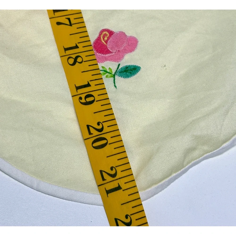 Vintage Embroidered Half Apron Floral scalloped Pocket Cotton Yello Retro Cotton